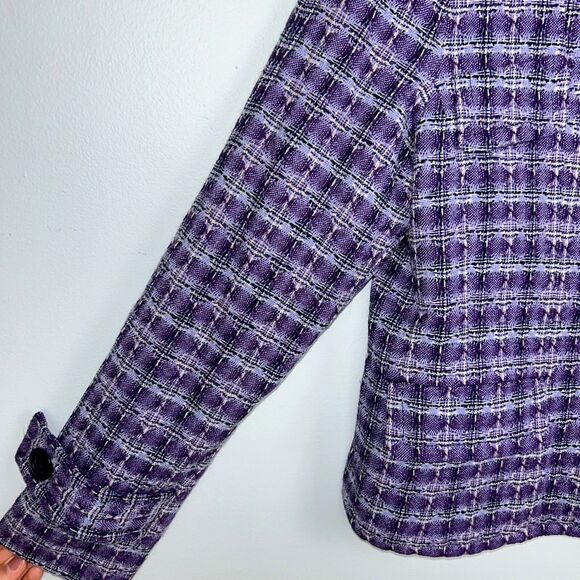 Pendleton Tweed Checkered Blazer Jacket Purple Buttons Front 100% Wool Womens 10 - Picture 5 of 11